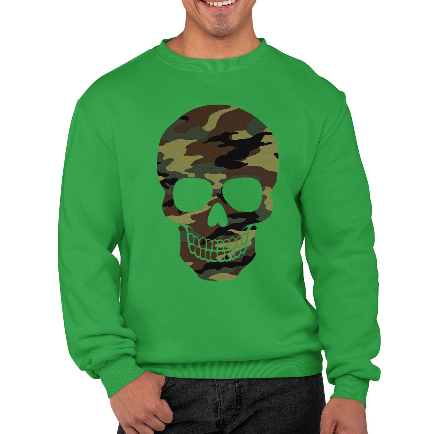 Forest Camo Skull Mens Sweatshirt