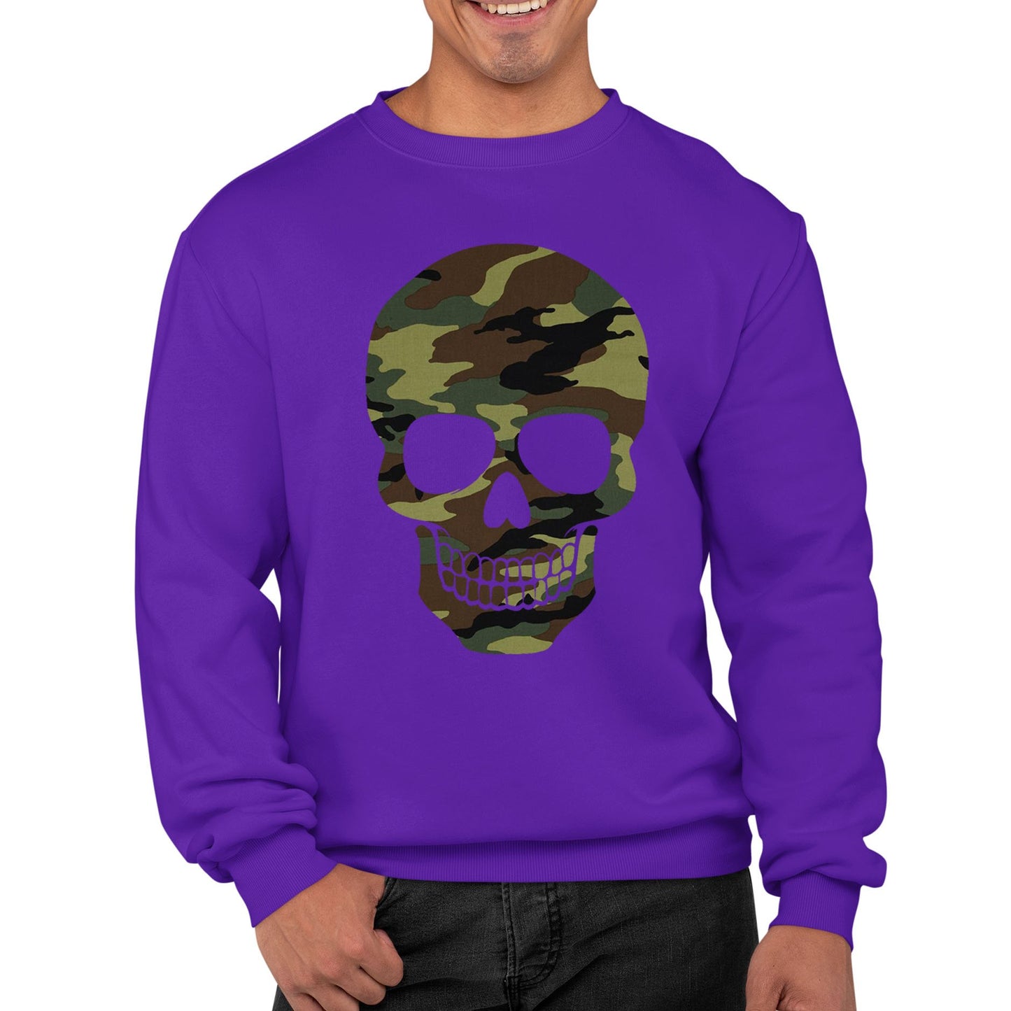 Forest Camo Skull Mens Sweatshirt