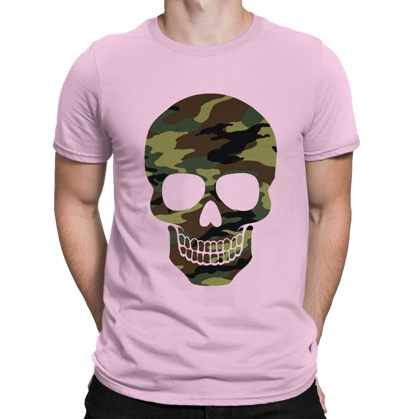 Forest Camo Skull Mens T-shirt