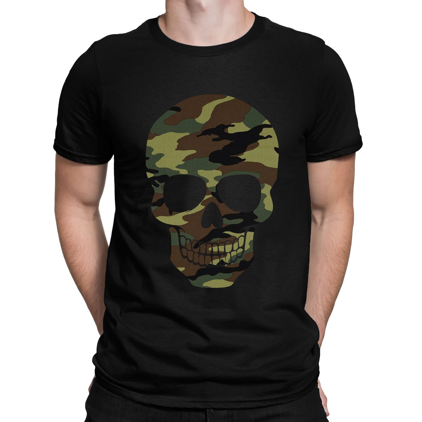 Forest Camo Skull Mens T-shirt