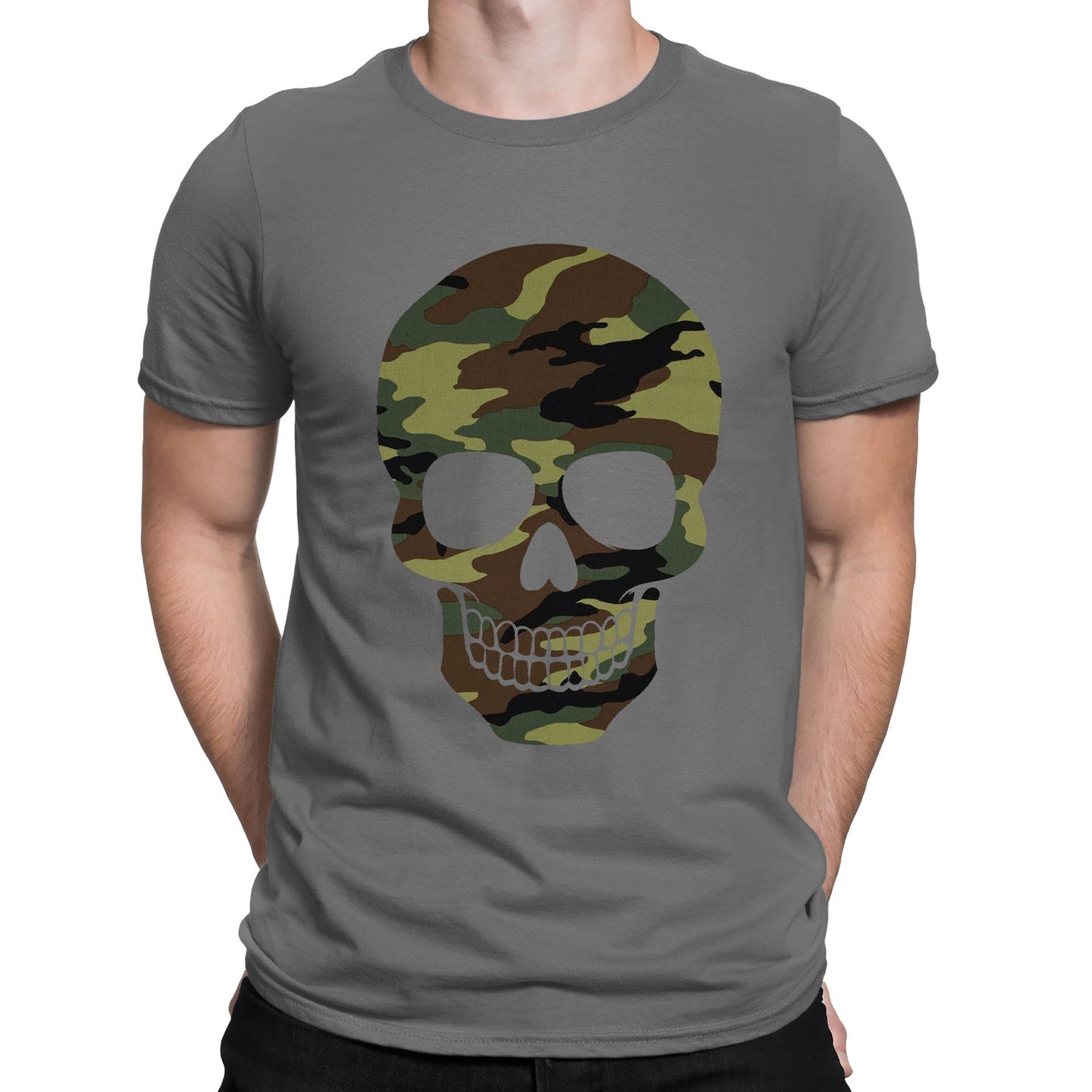 Forest Camo Skull Mens T-shirt