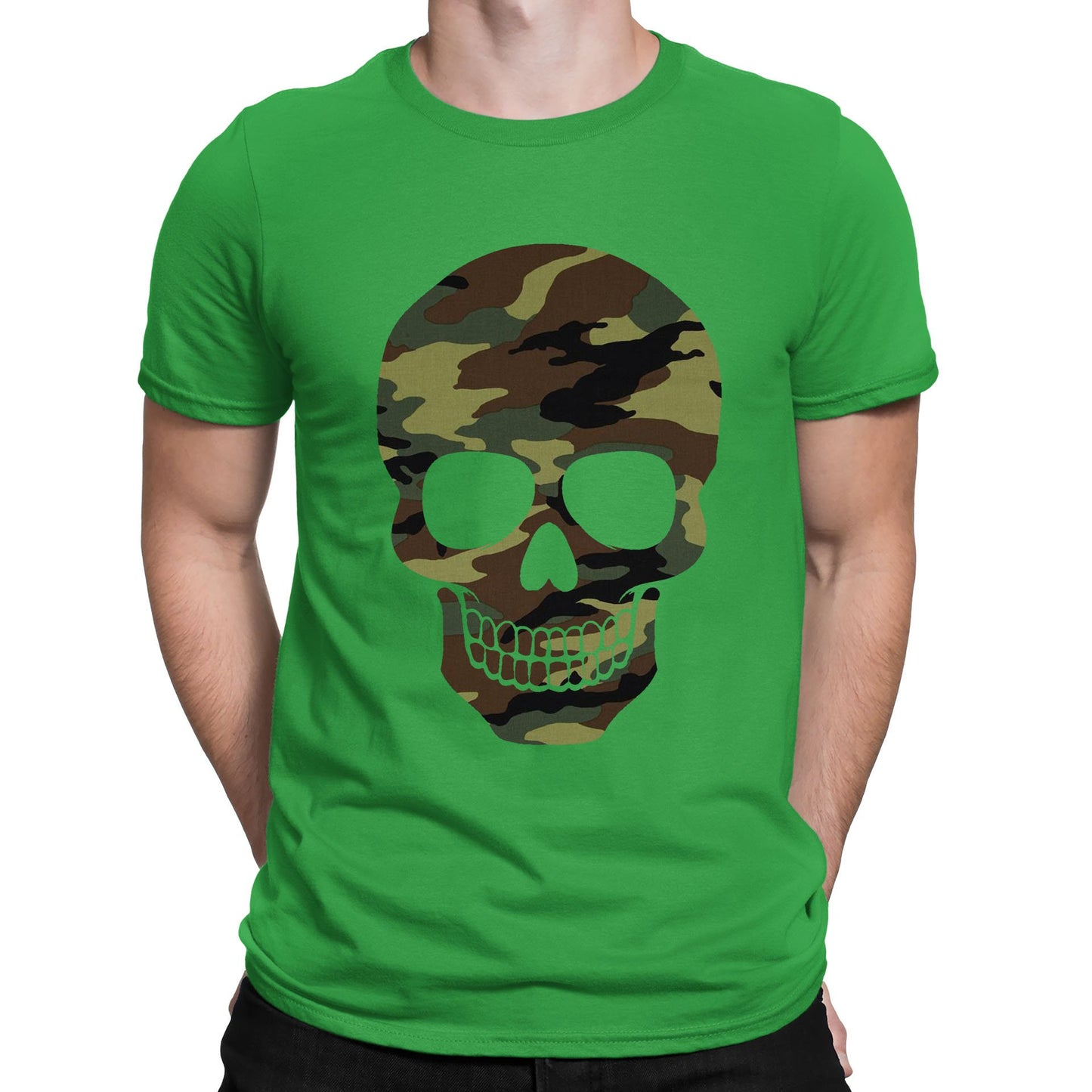 Forest Camo Skull Mens T-shirt