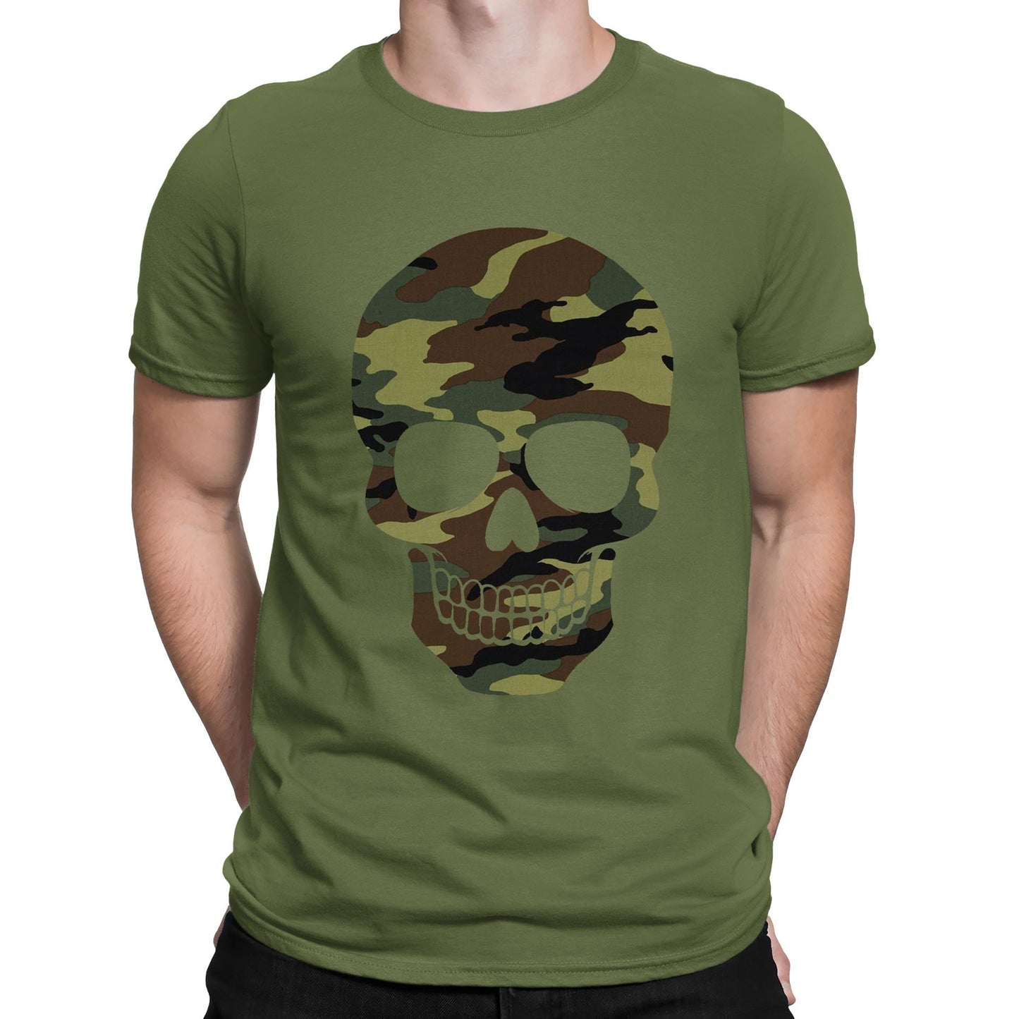 Forest Camo Skull Mens T-shirt