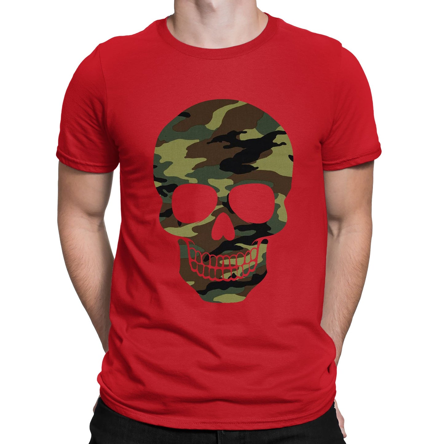 Forest Camo Skull Mens T-shirt