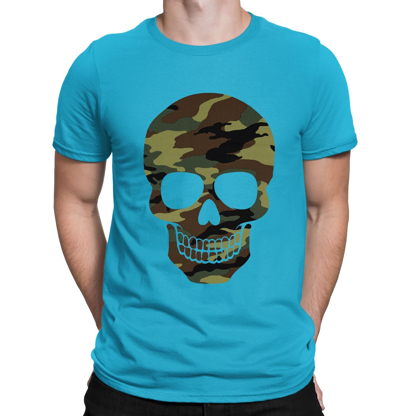 Forest Camo Skull Mens T-shirt