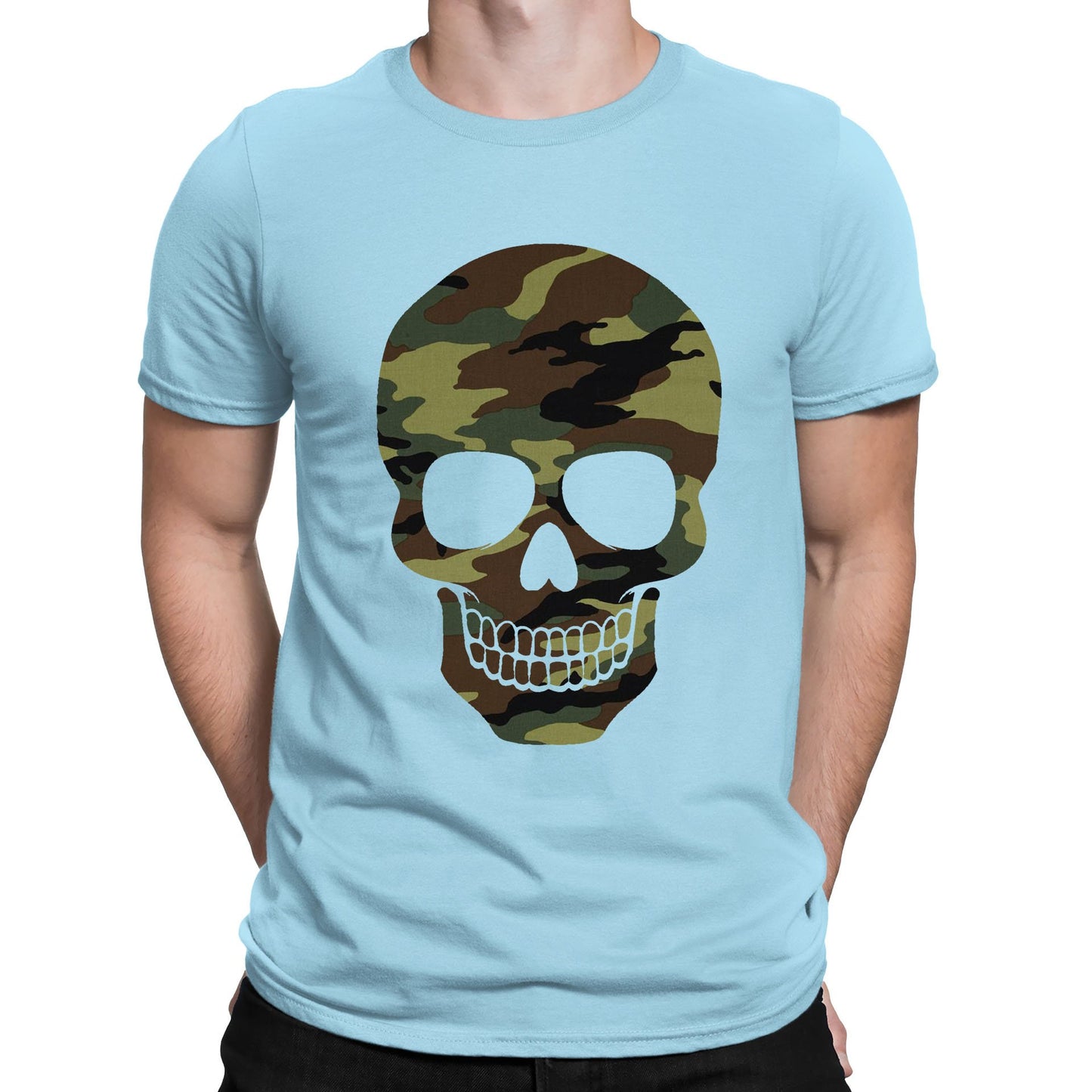 Forest Camo Skull Mens T-shirt