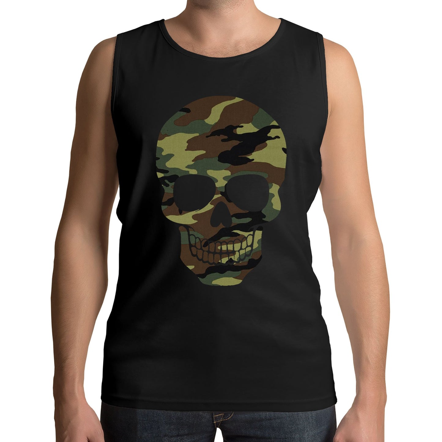 Forest Camo Skull Mens Vest