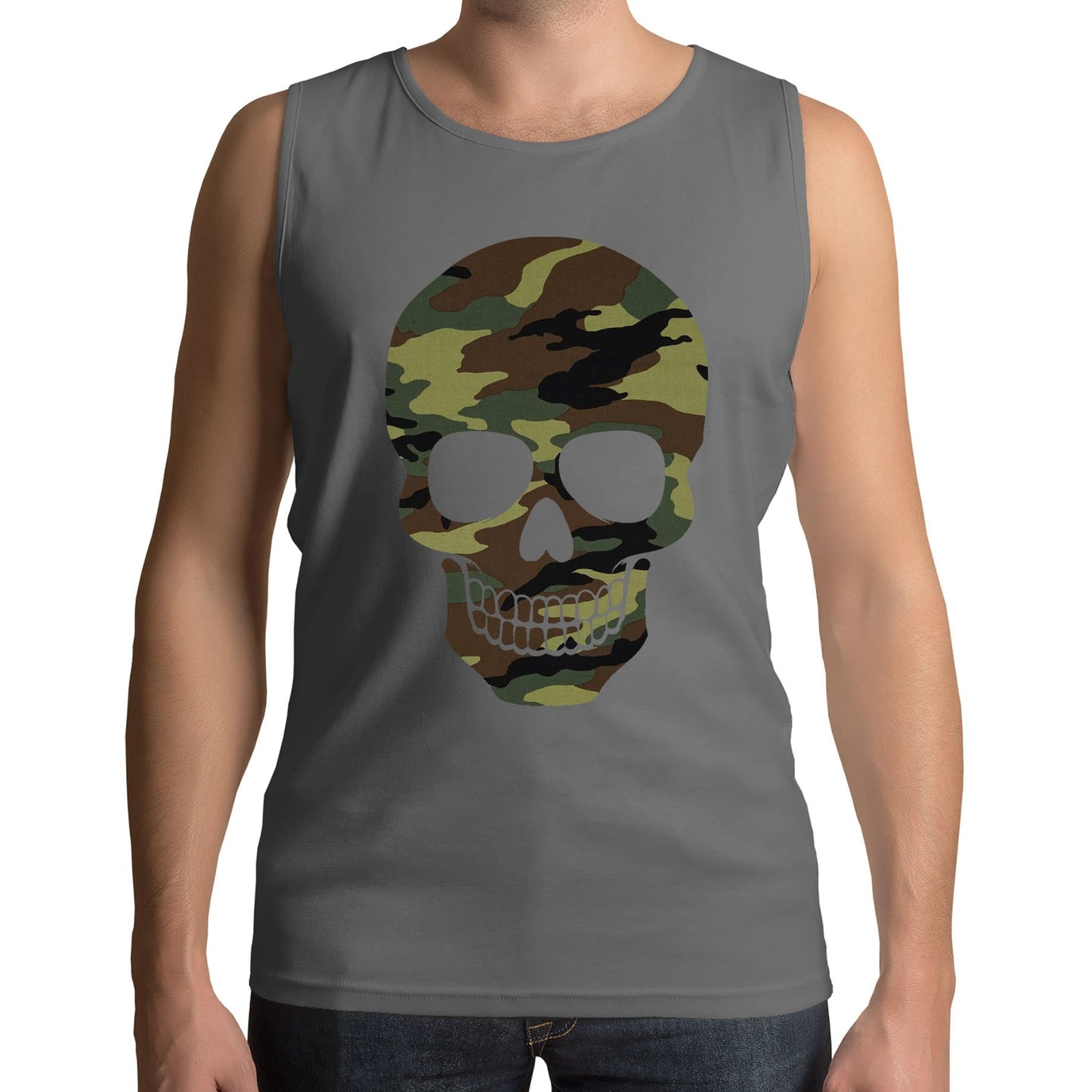 Forest Camo Skull Mens Vest