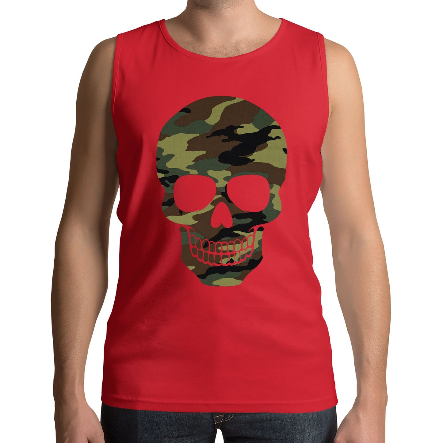 Forest Camo Skull Mens Vest