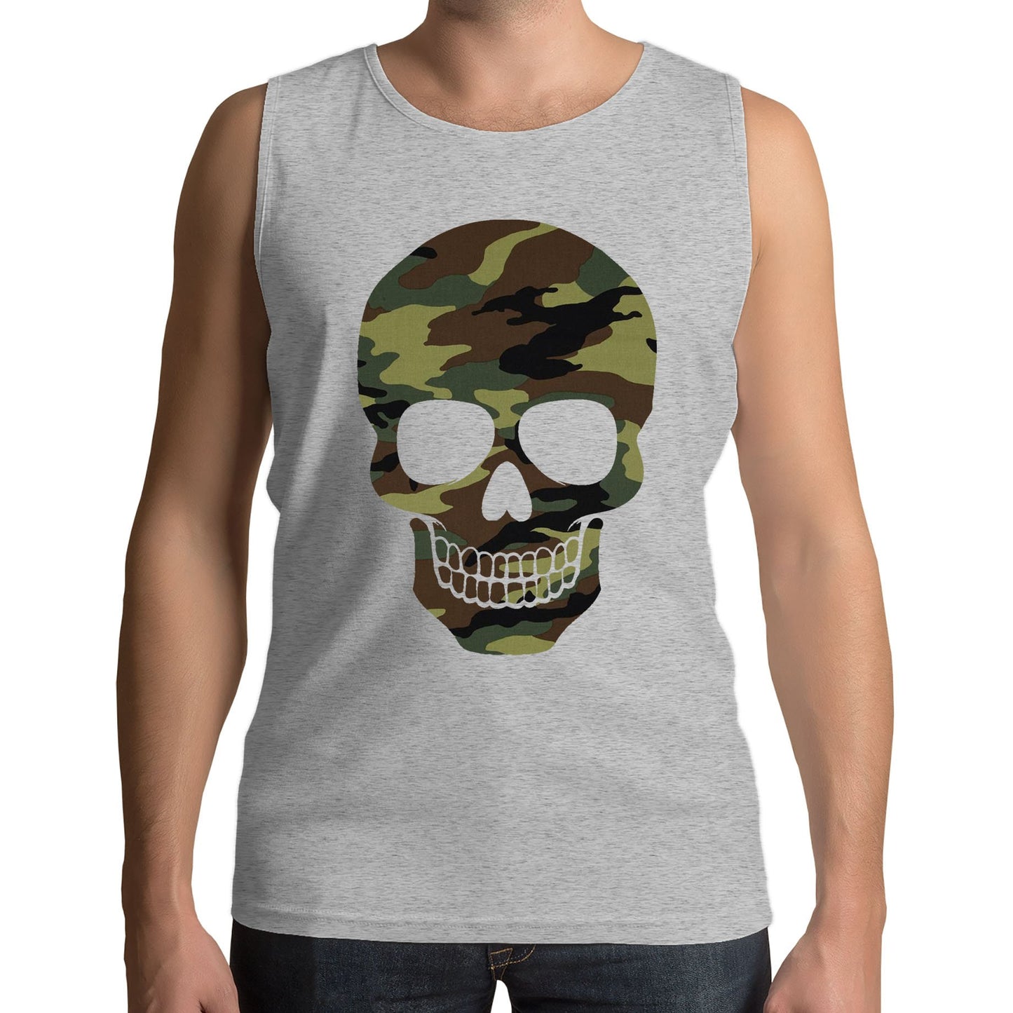 Forest Camo Skull Mens Vest