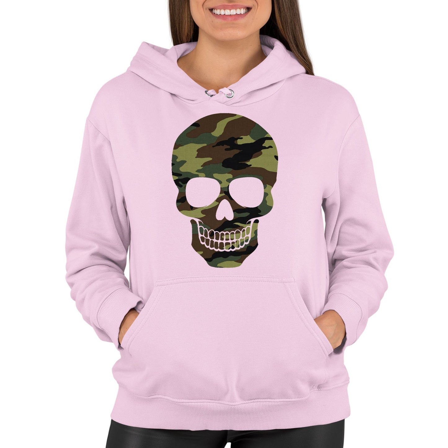 Forest Camo Skull Womens Pullover Hoodie