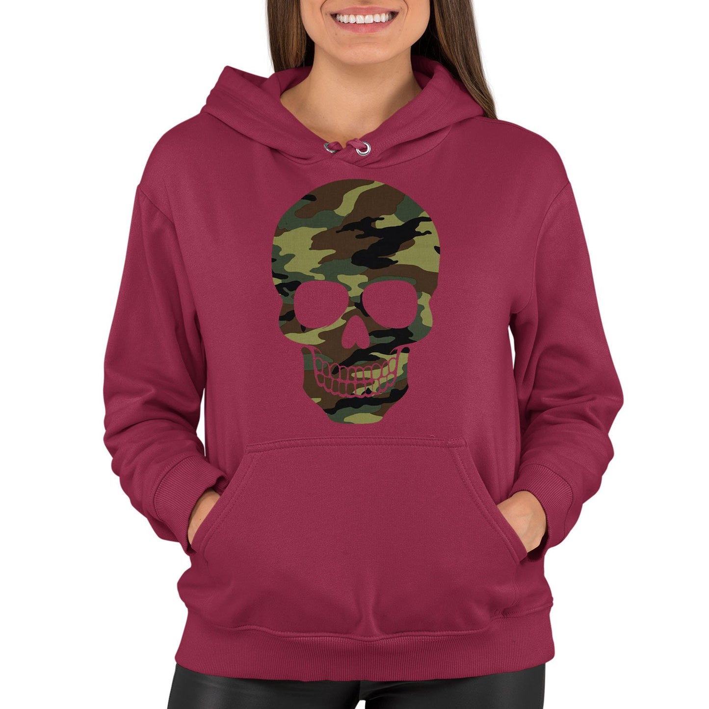 Forest Camo Skull Womens Pullover Hoodie