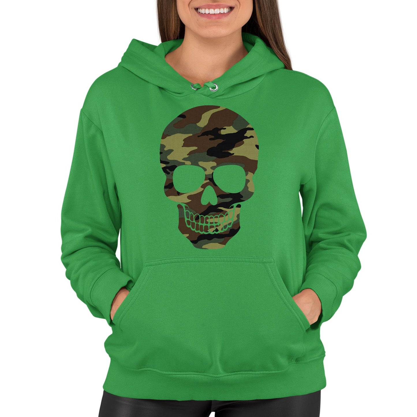 Forest Camo Skull Womens Pullover Hoodie