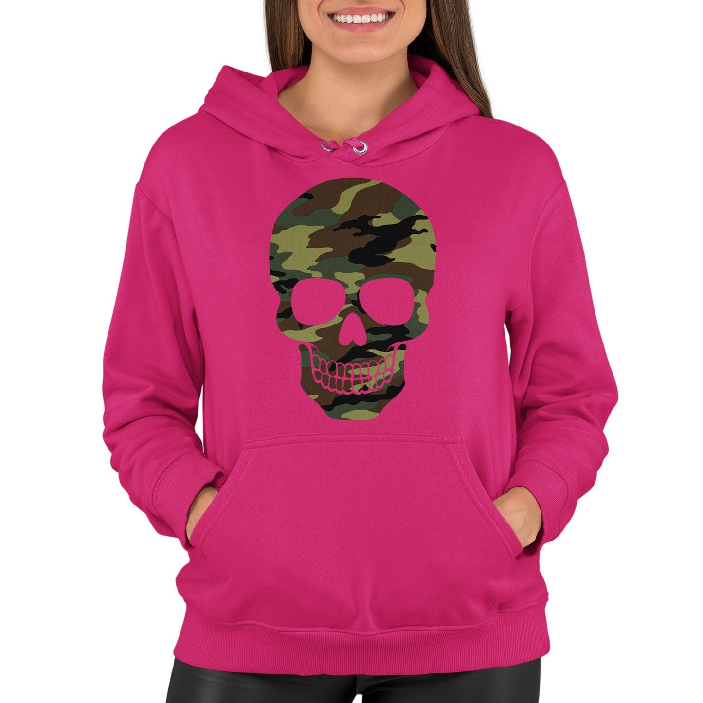 Forest Camo Skull Womens Pullover Hoodie