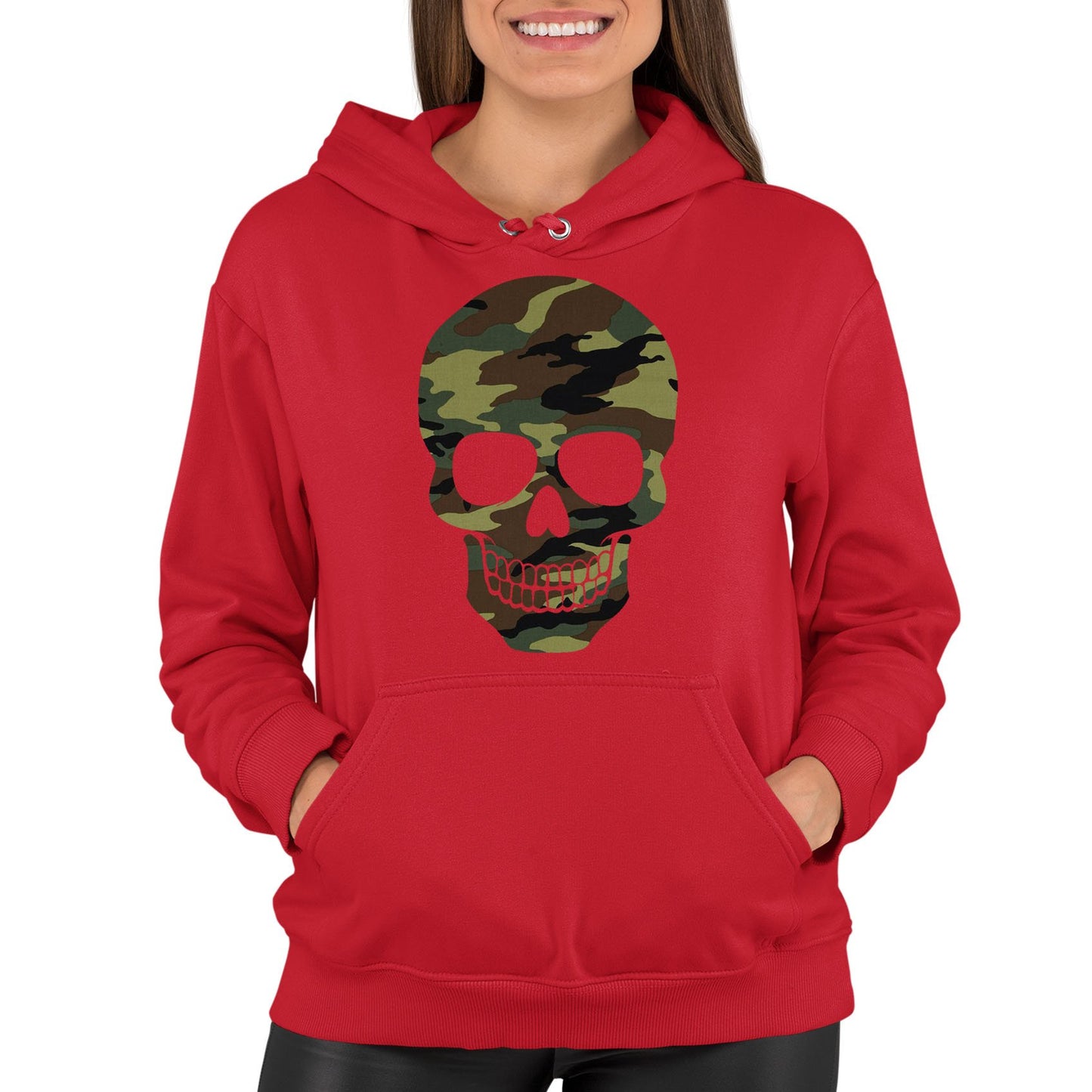 Forest Camo Skull Womens Pullover Hoodie