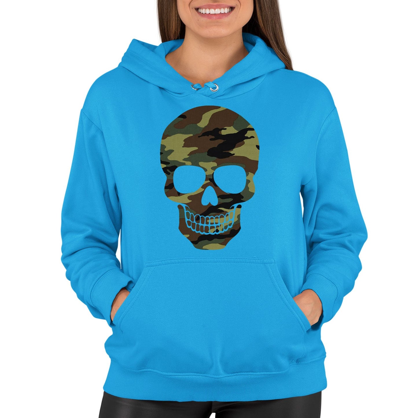 Forest Camo Skull Womens Pullover Hoodie