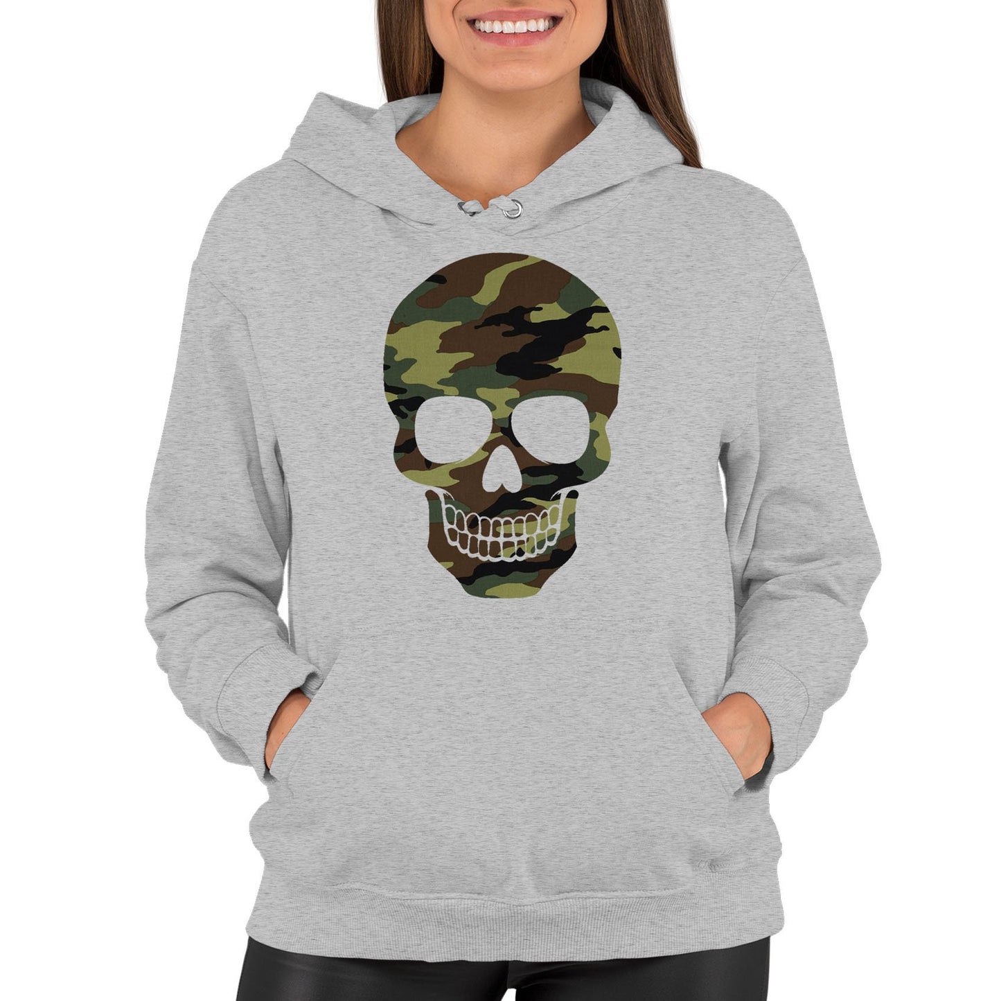 Forest Camo Skull Womens Pullover Hoodie