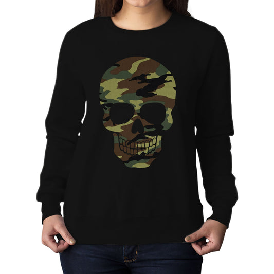 Forest Camo Skull Womens Sweatshirt