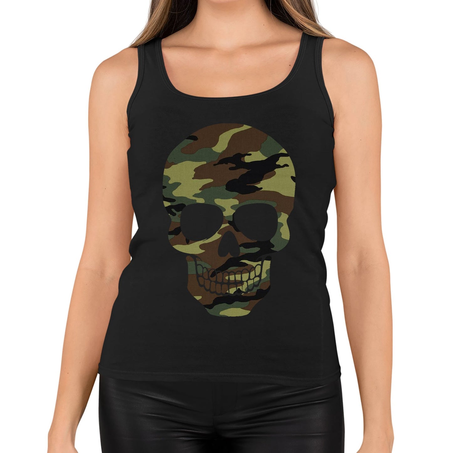 Forest Camo Skull Womens Vest