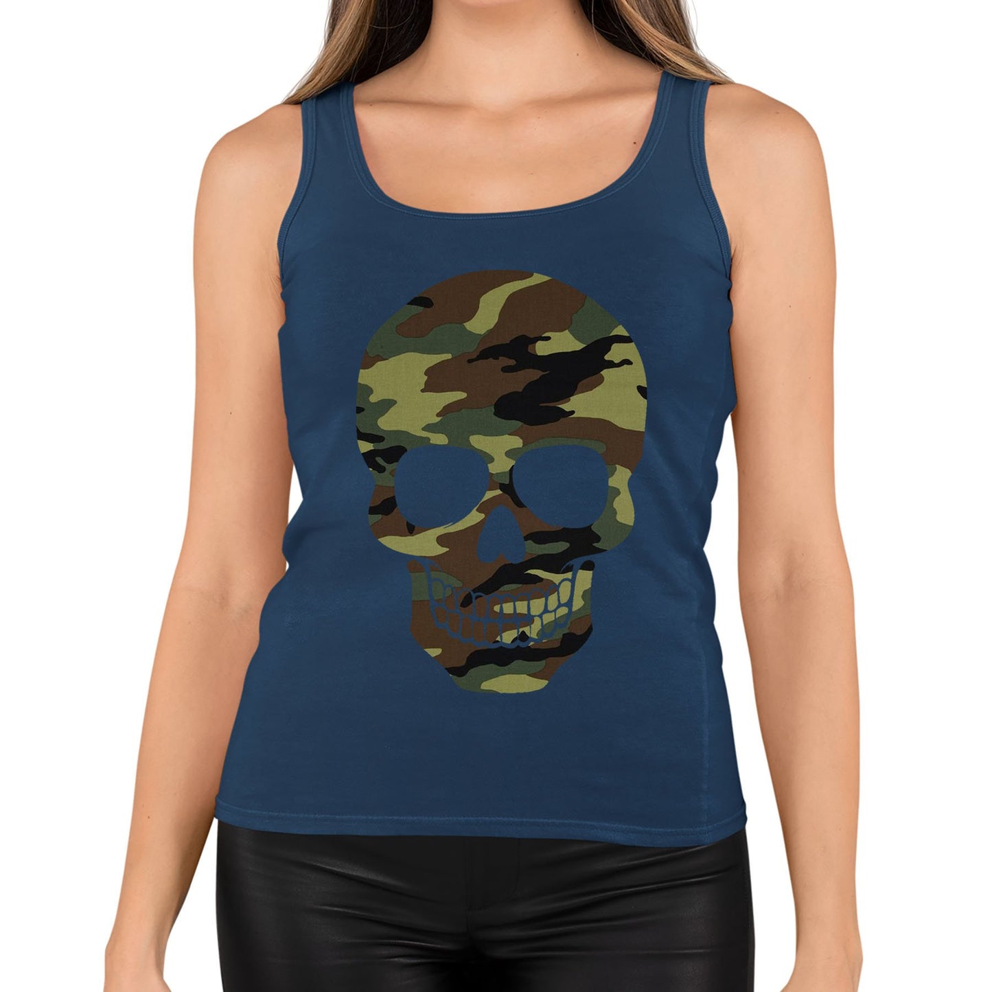 Forest Camo Skull Womens Vest