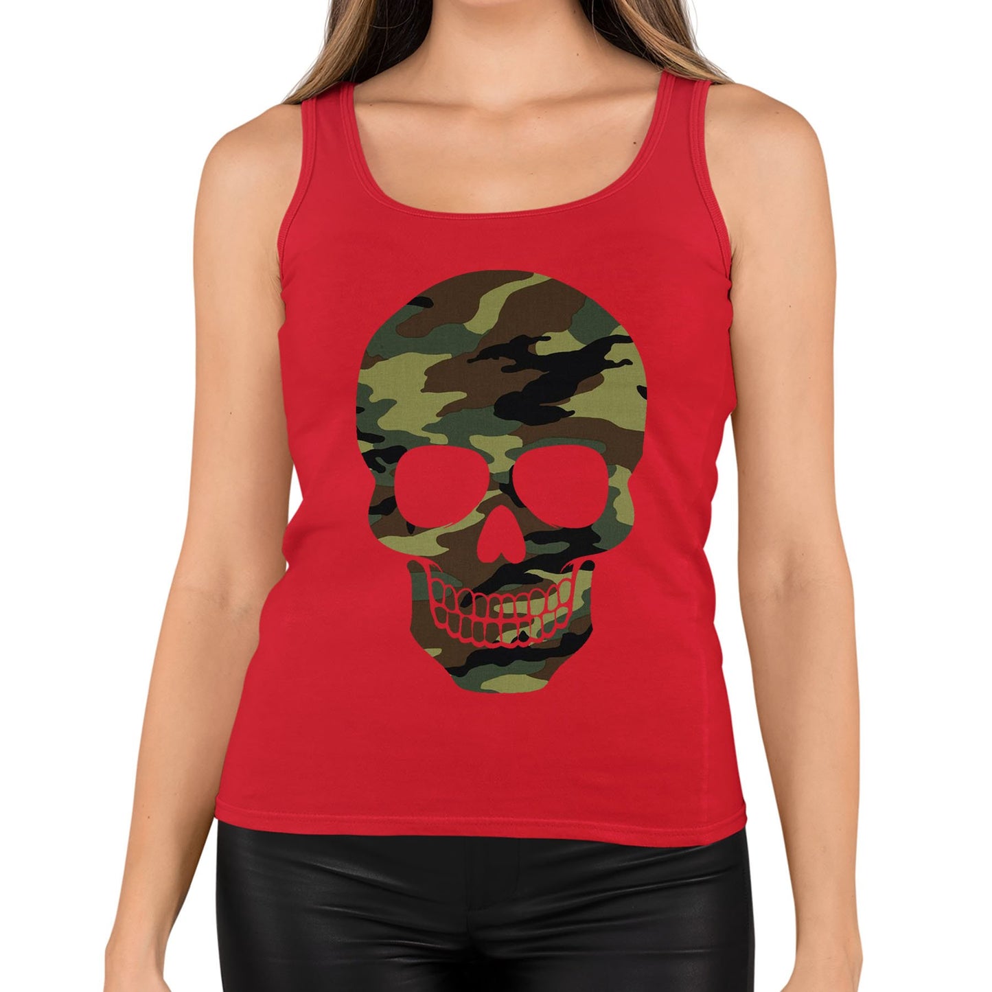 Forest Camo Skull Womens Vest