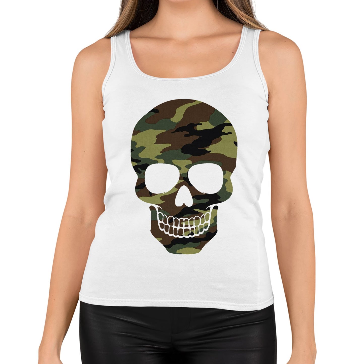 Forest Camo Skull Womens Vest