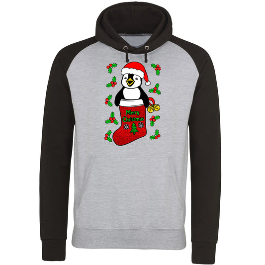 Santa Penguin Christmas Baseball Hoodie