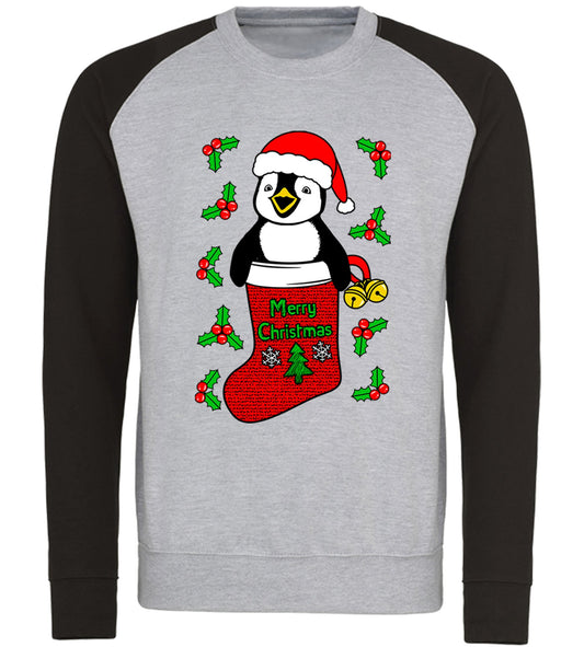 Santa Penguin Christmas Baseball Sweatshirt