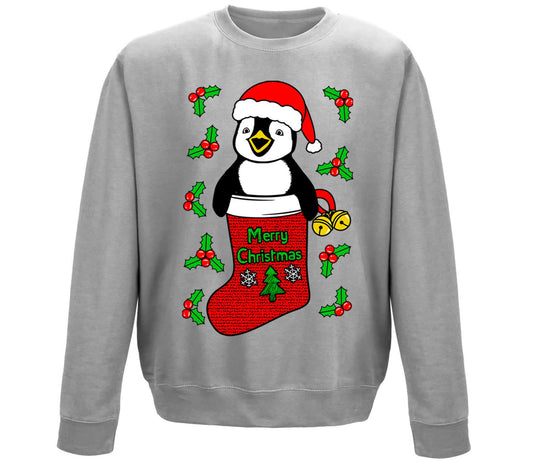 Santa Penguin Christmas Childrens Sweatshirt