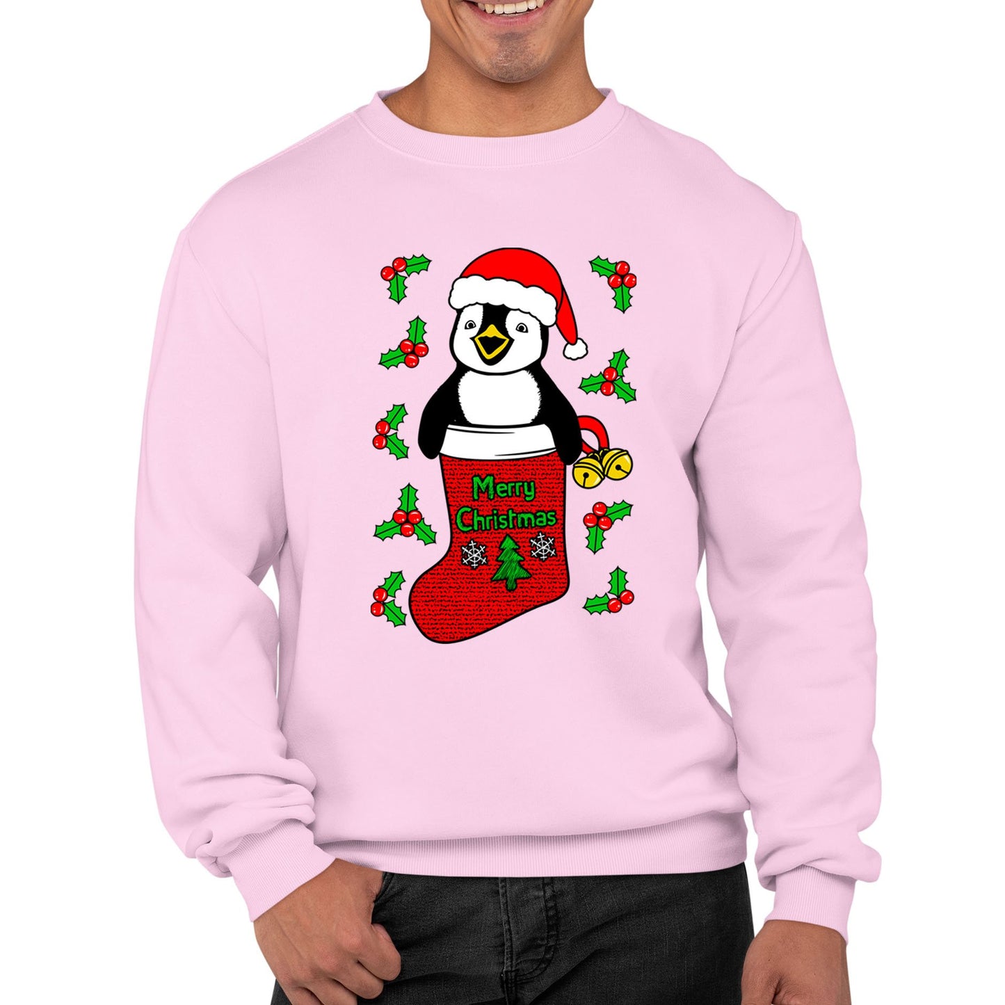 Santa Penguin Christmas Mens Sweatshirt