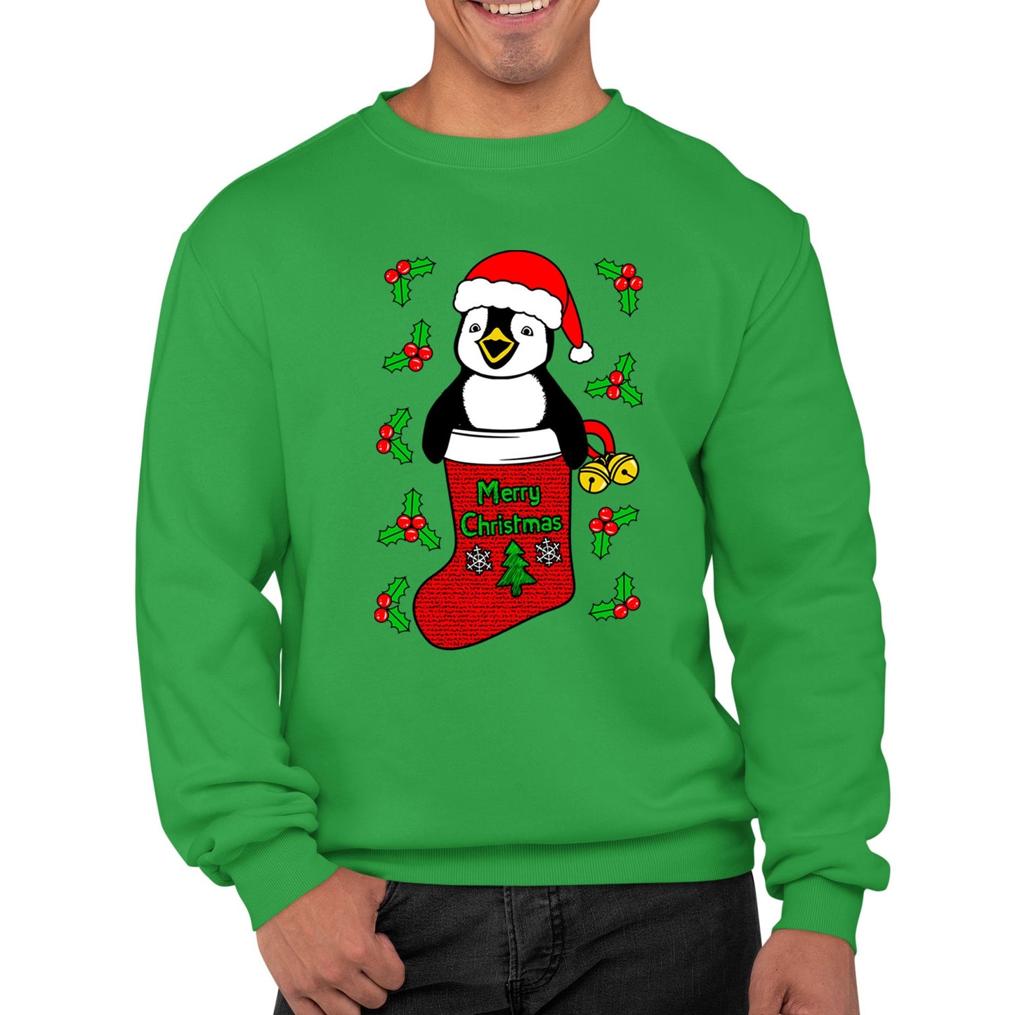 Santa Penguin Christmas Mens Sweatshirt