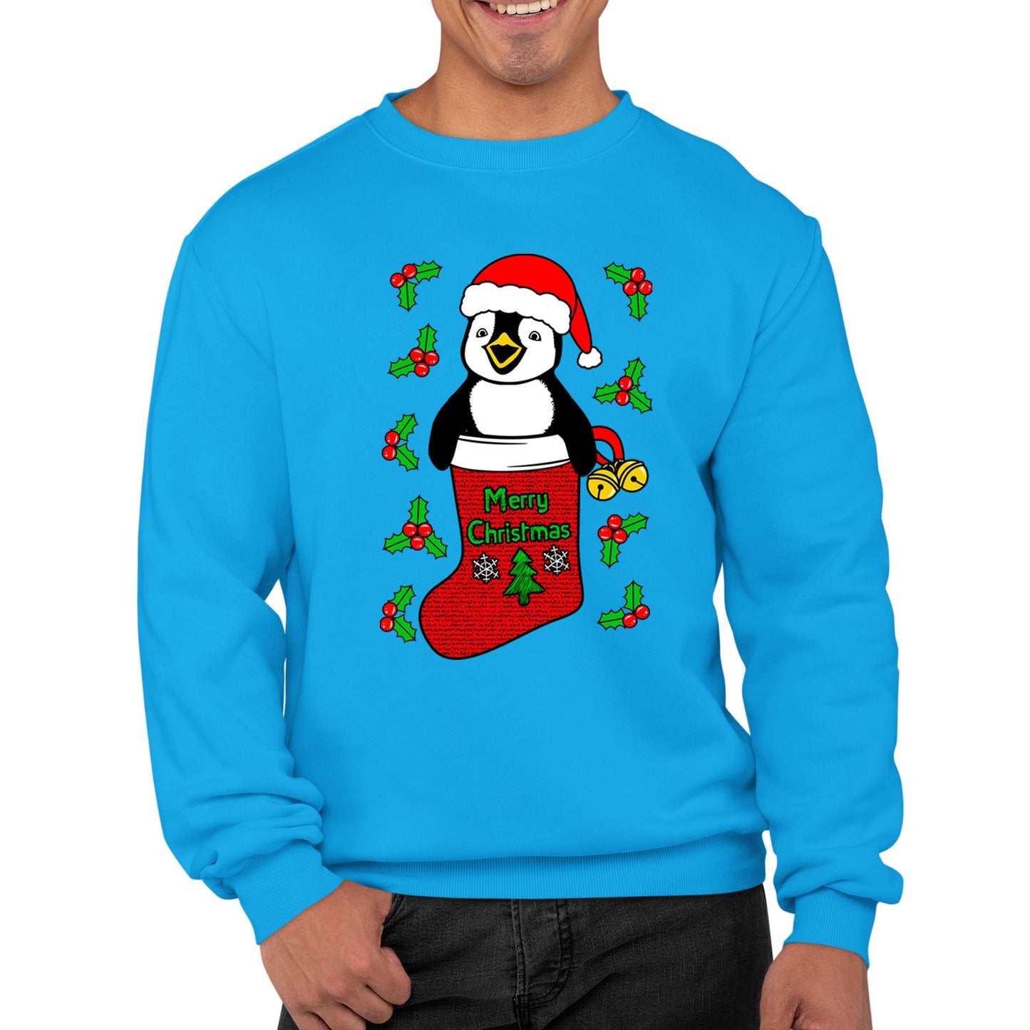 Santa Penguin Christmas Mens Sweatshirt