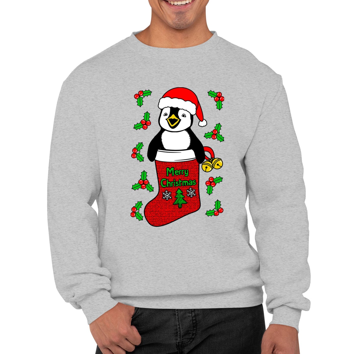 Santa Penguin Christmas Mens Sweatshirt