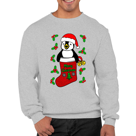 Santa Penguin Christmas Mens Sweatshirt