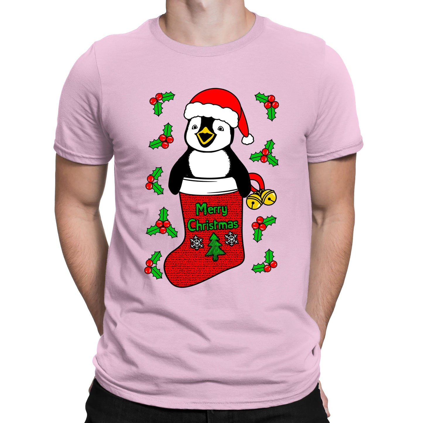 Santa Penguin Christmas Mens T-shirt