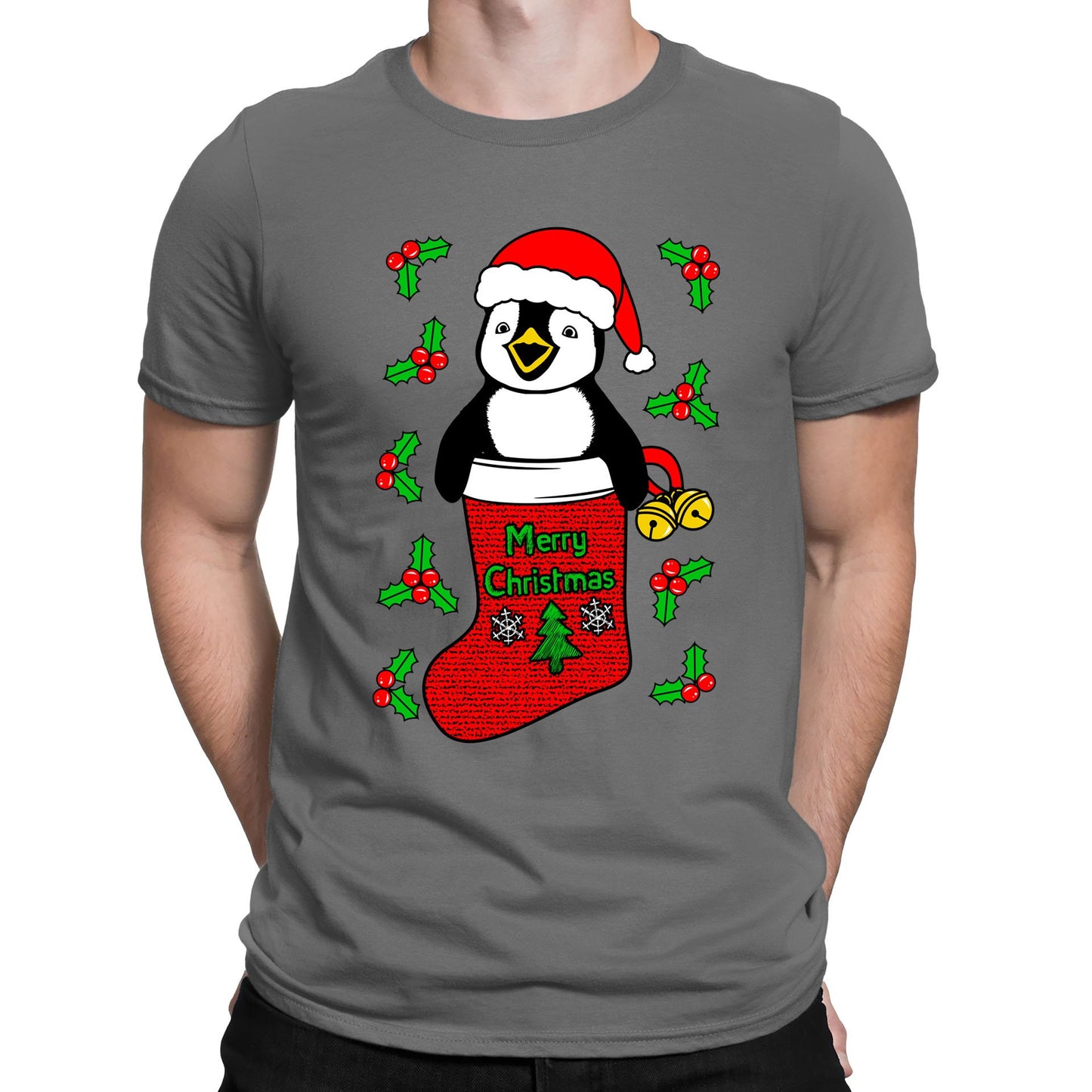 Santa Penguin Christmas Mens T-shirt