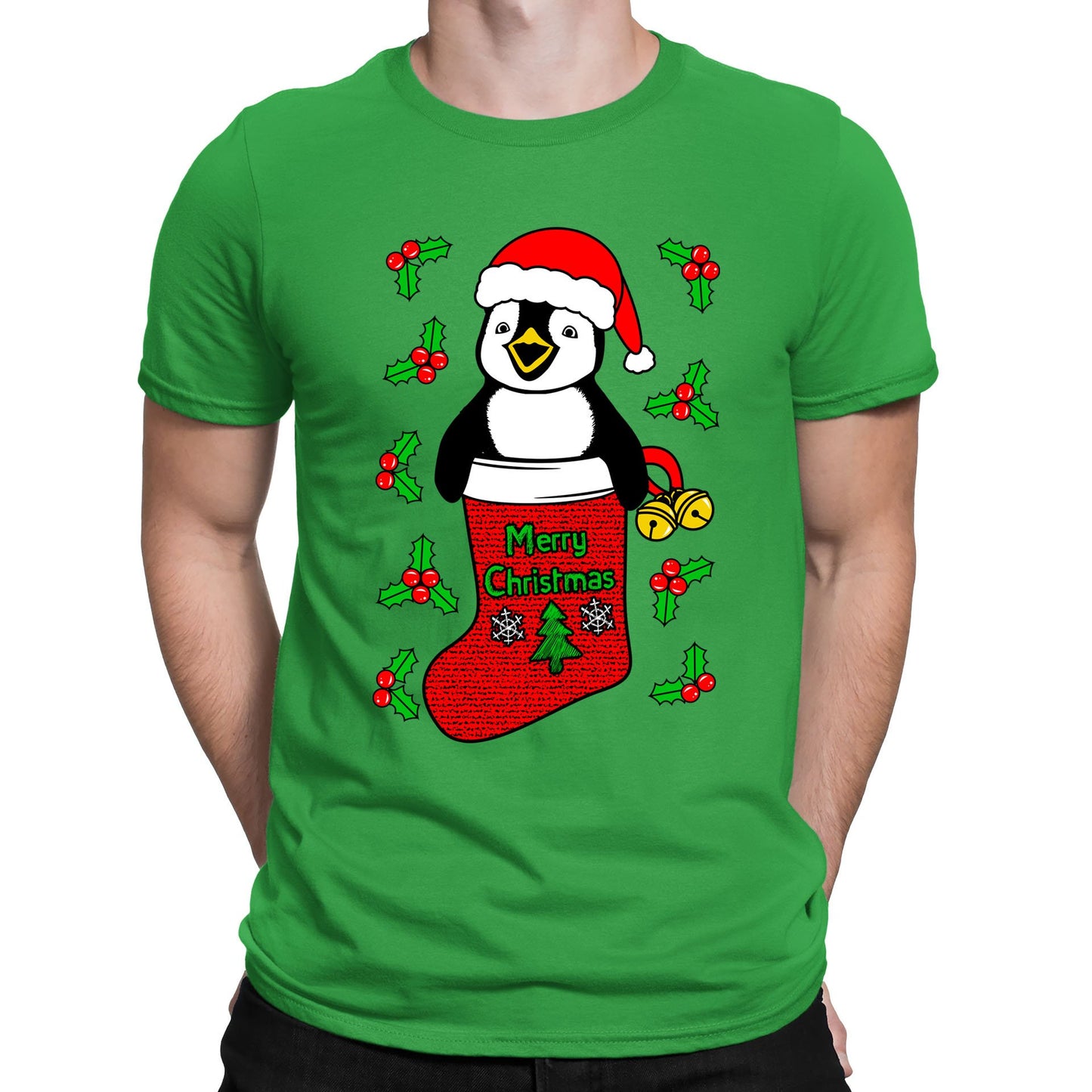 Santa Penguin Christmas Mens T-shirt