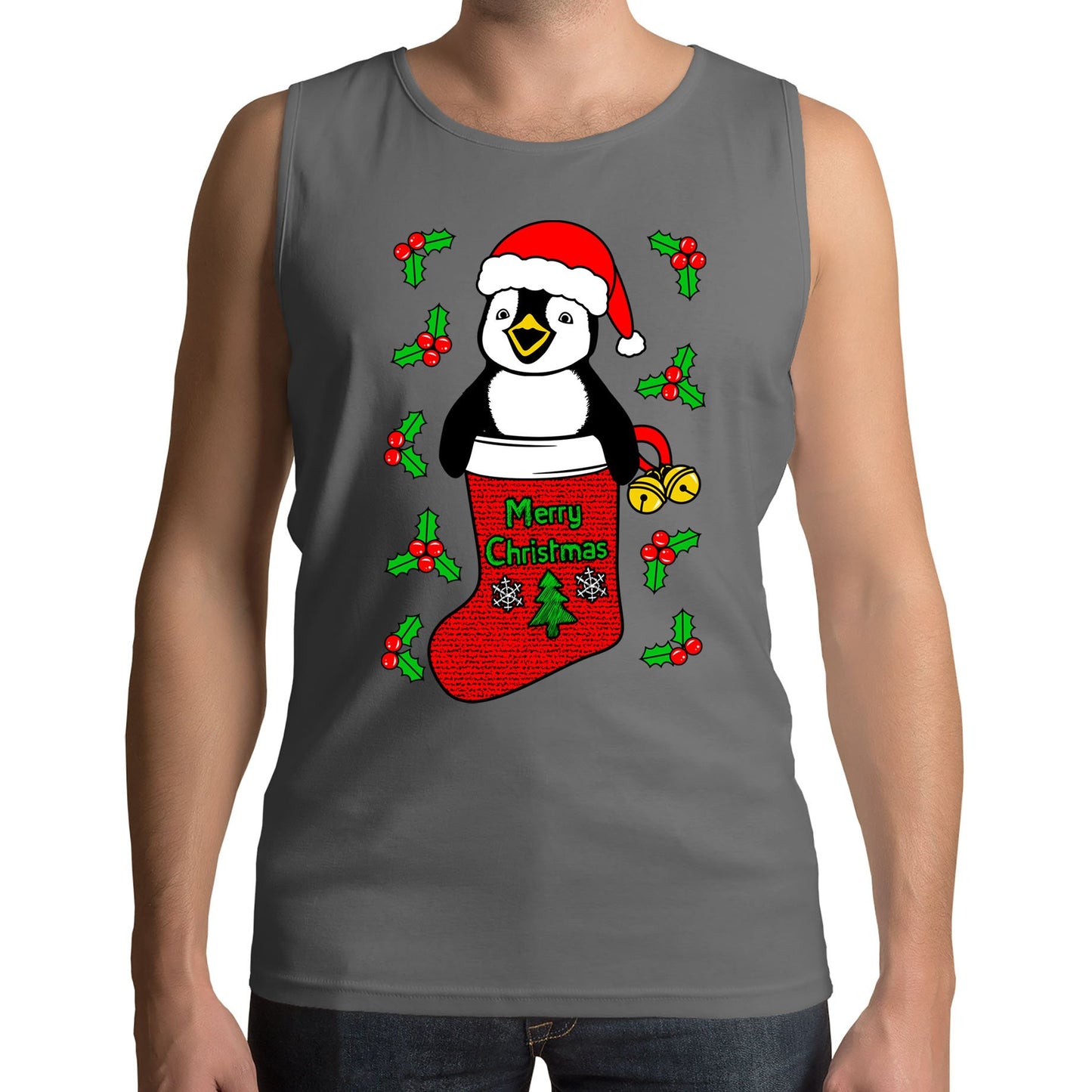 Santa Penguin Christmas Mens Vest