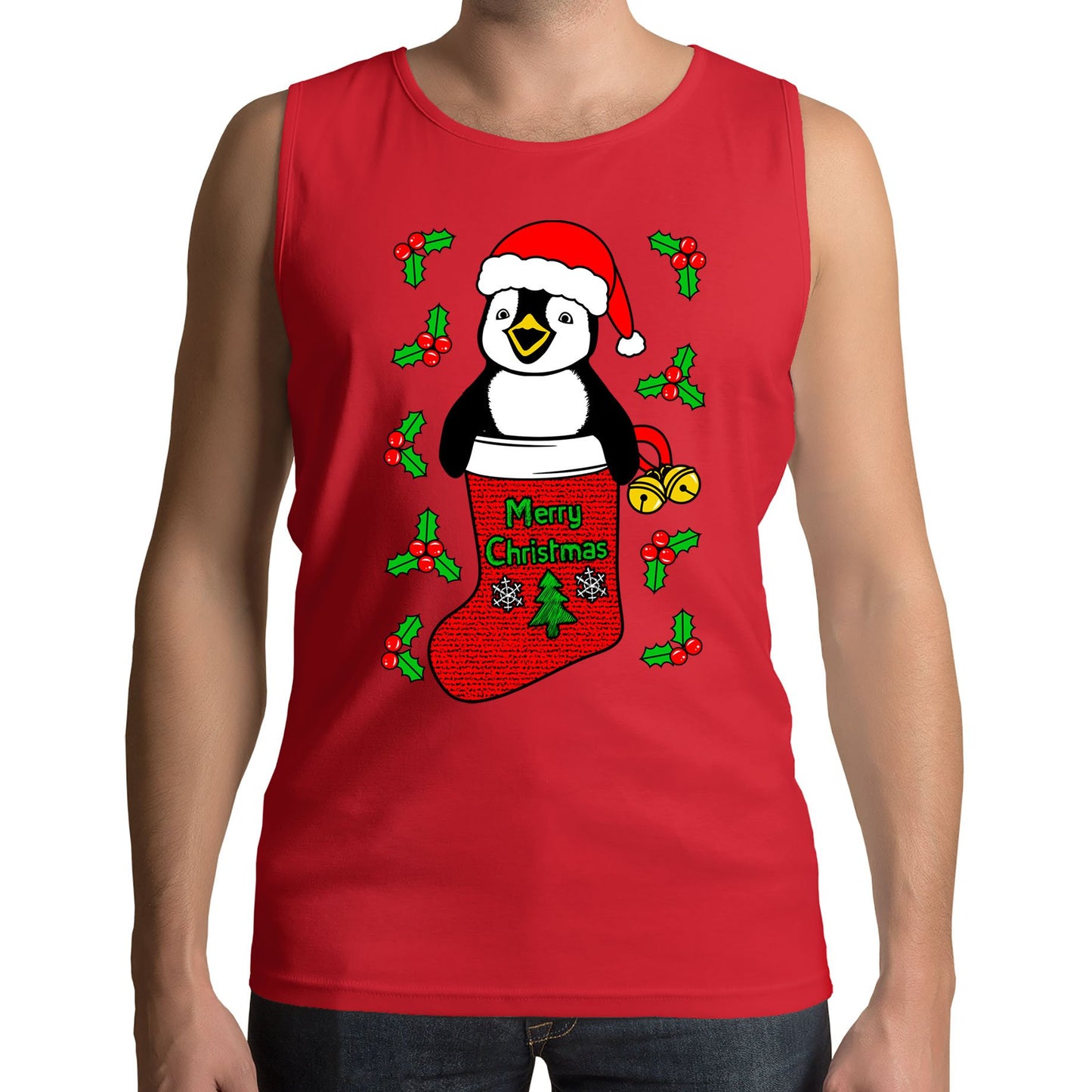 Santa Penguin Christmas Mens Vest