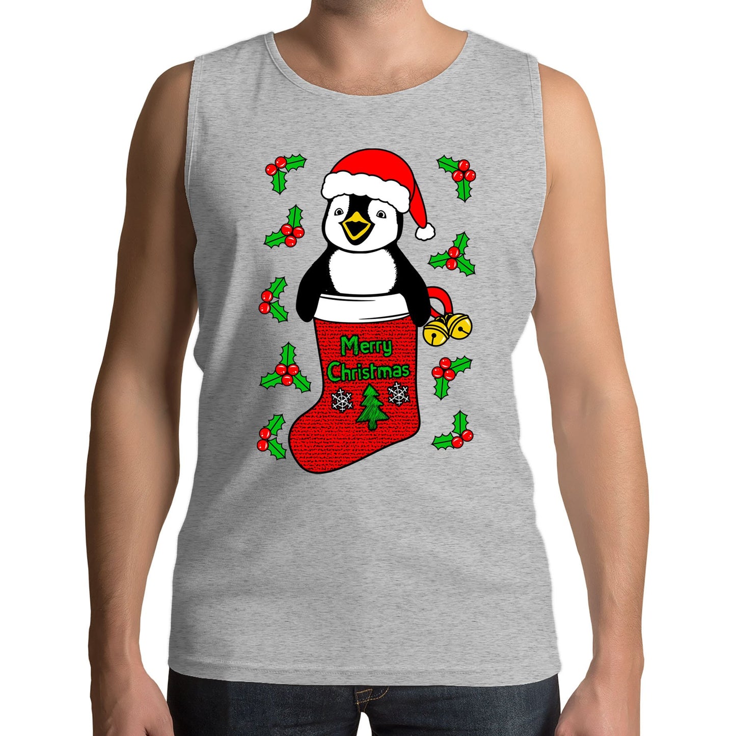 Santa Penguin Christmas Mens Vest