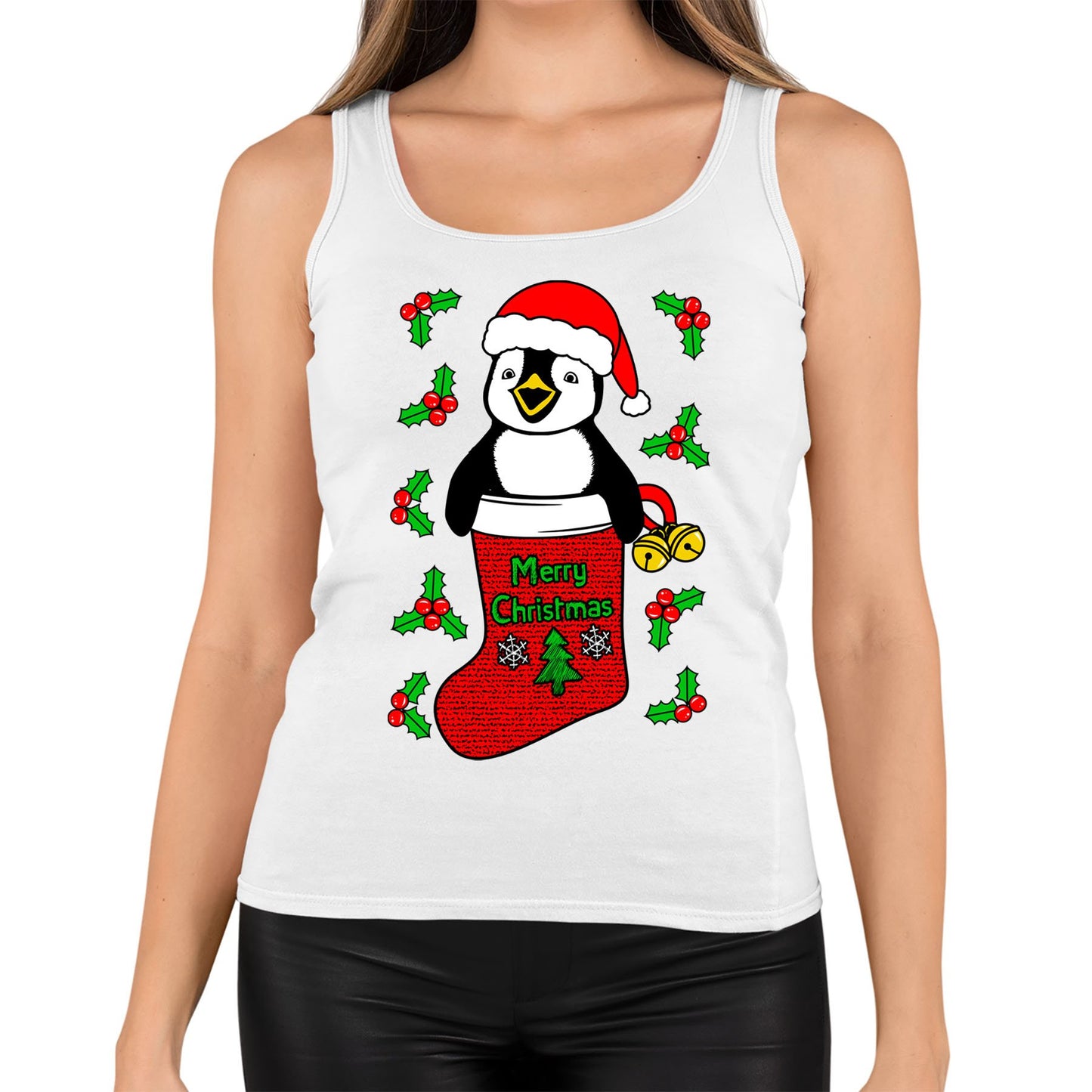 Santa Penguin Christmas Womens Vest