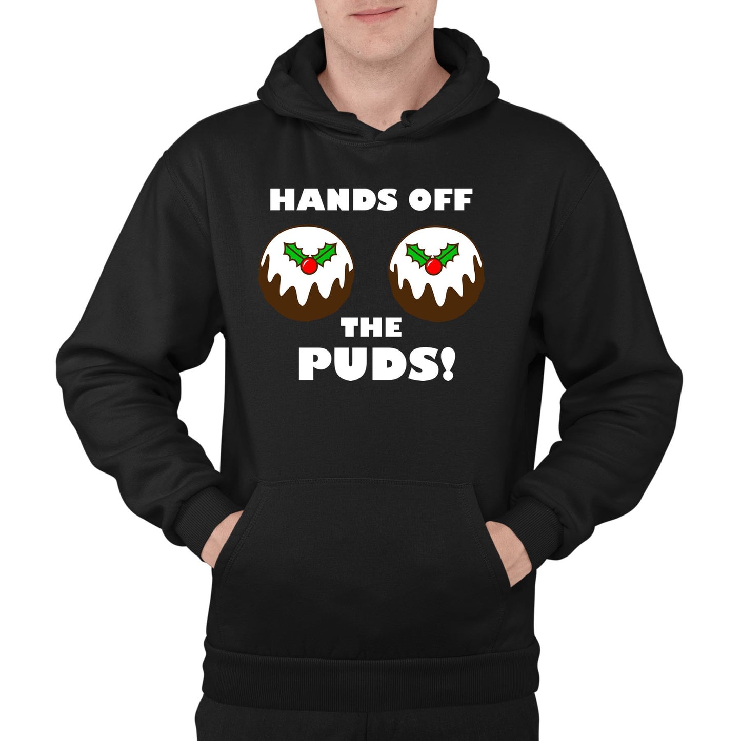 Hands Off The Puds Funny Christmas Mens Pullover Hoodie