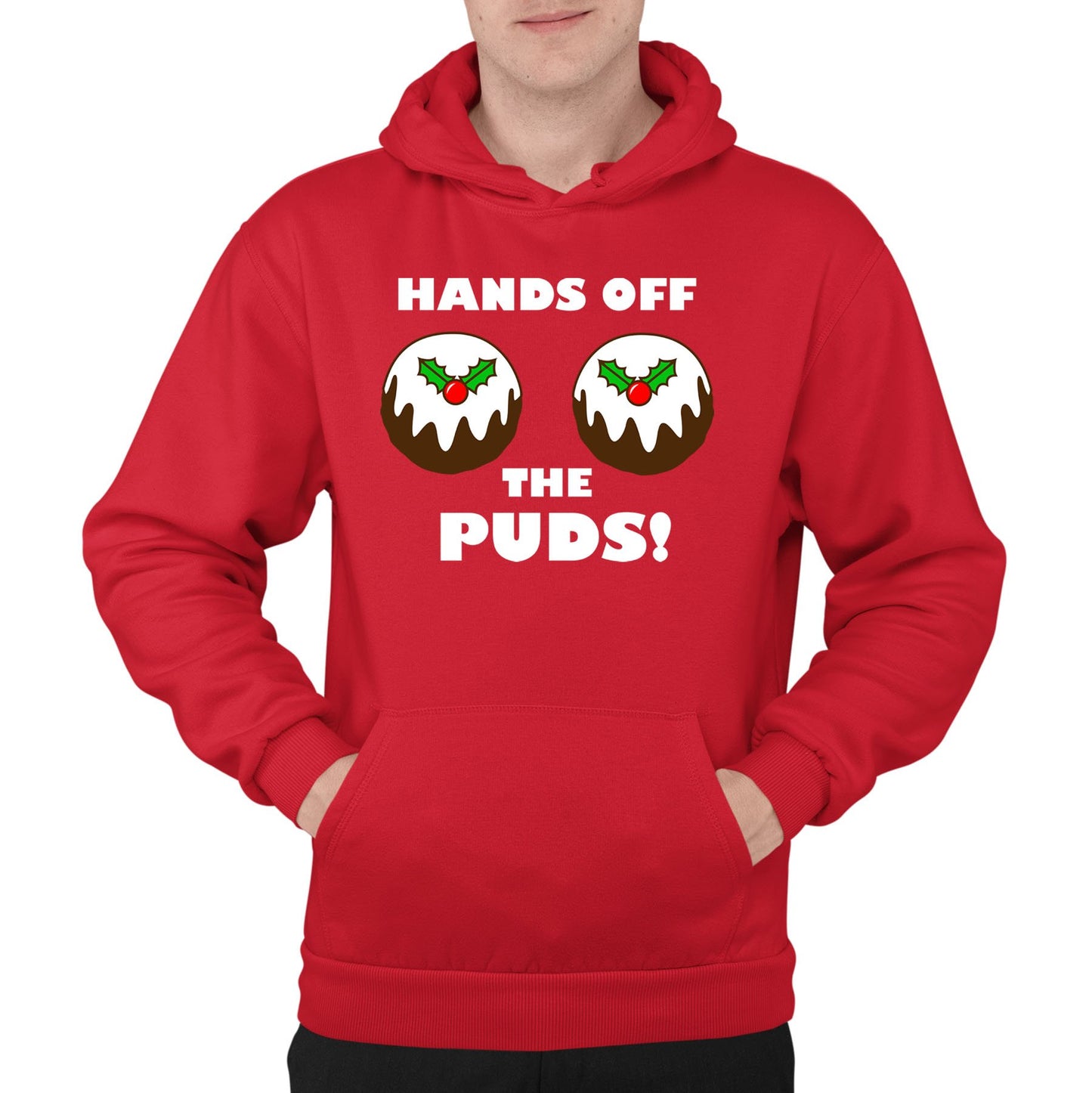 Hands Off The Puds Funny Christmas Mens Pullover Hoodie