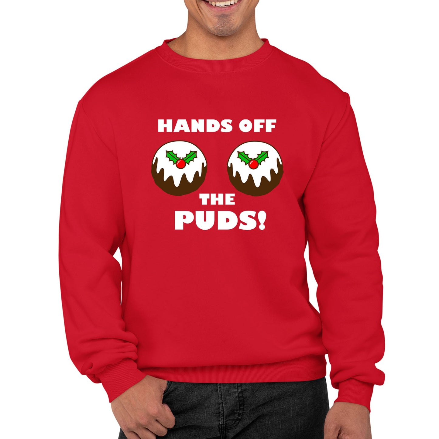 Hands Off The Puds Funny Christmas Mens Sweatshirt