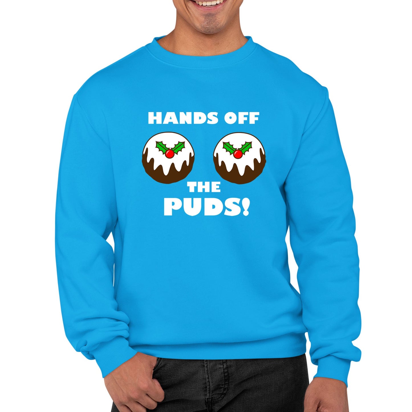 Hands Off The Puds Funny Christmas Mens Sweatshirt