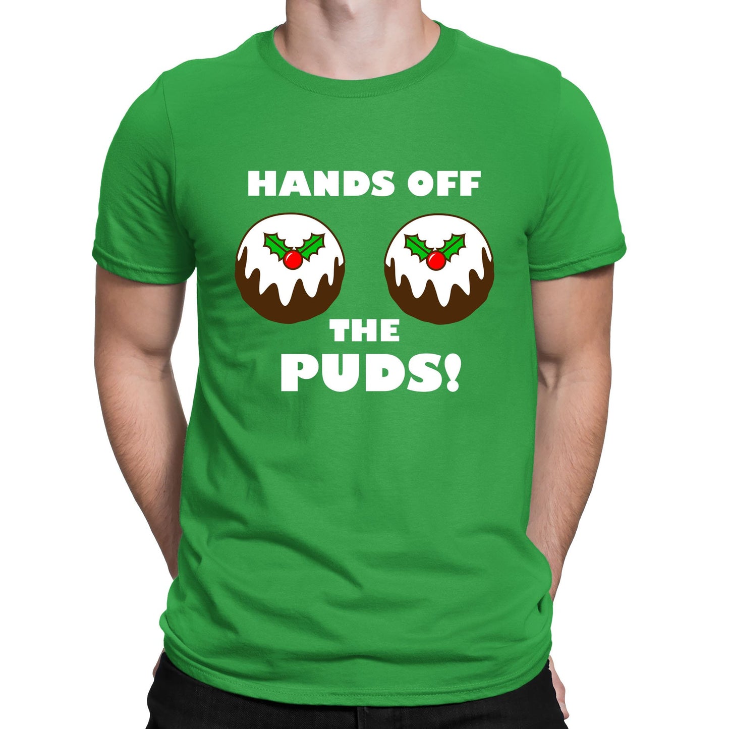 Hands Off The Puds Funny Christmas Mens T-shirt