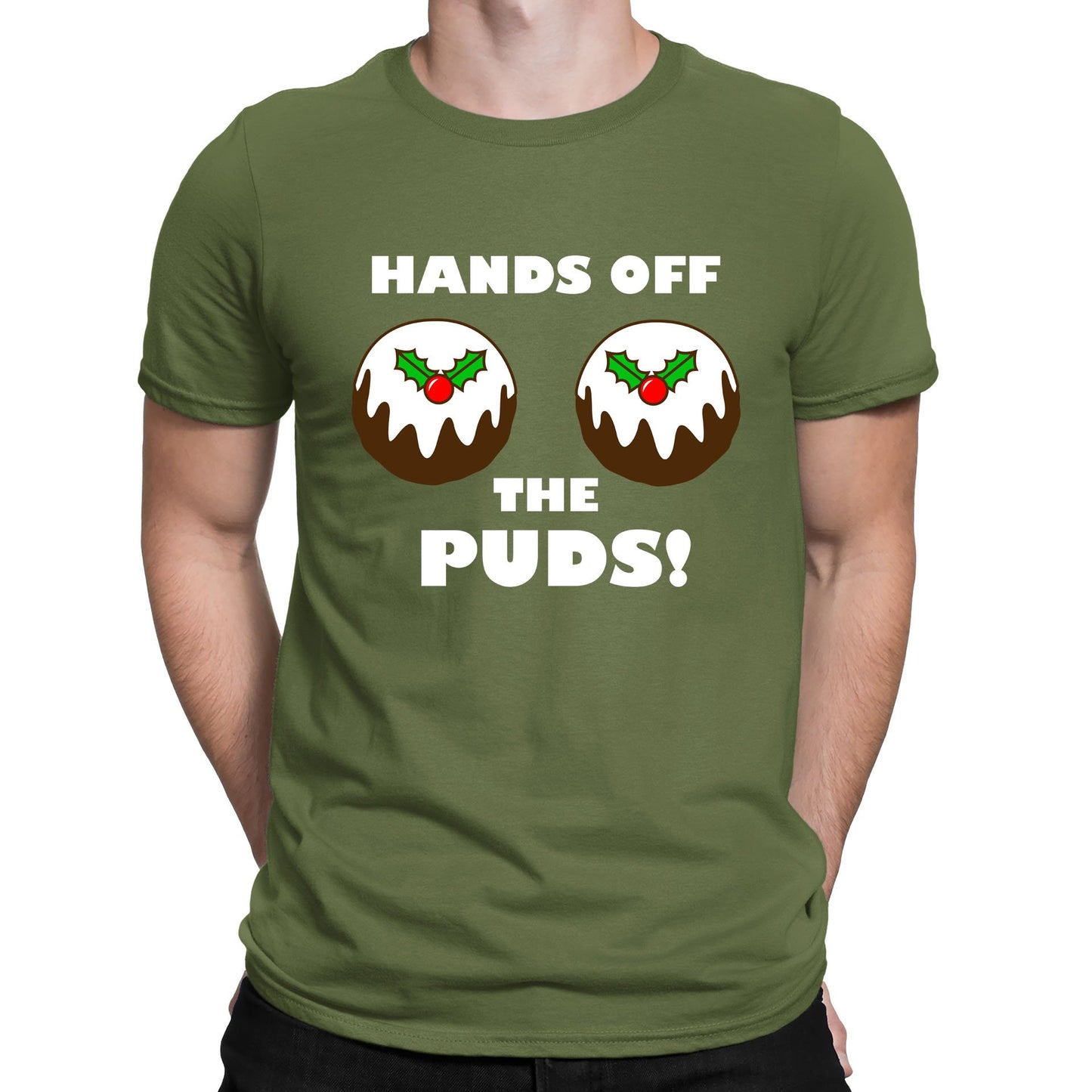 Hands Off The Puds Funny Christmas Mens T-shirt