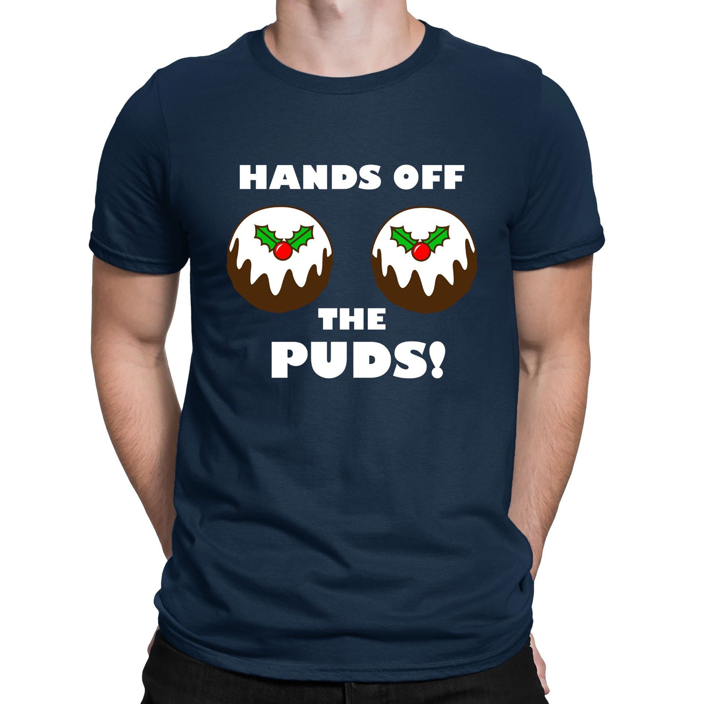 Hands Off The Puds Funny Christmas Mens T-shirt