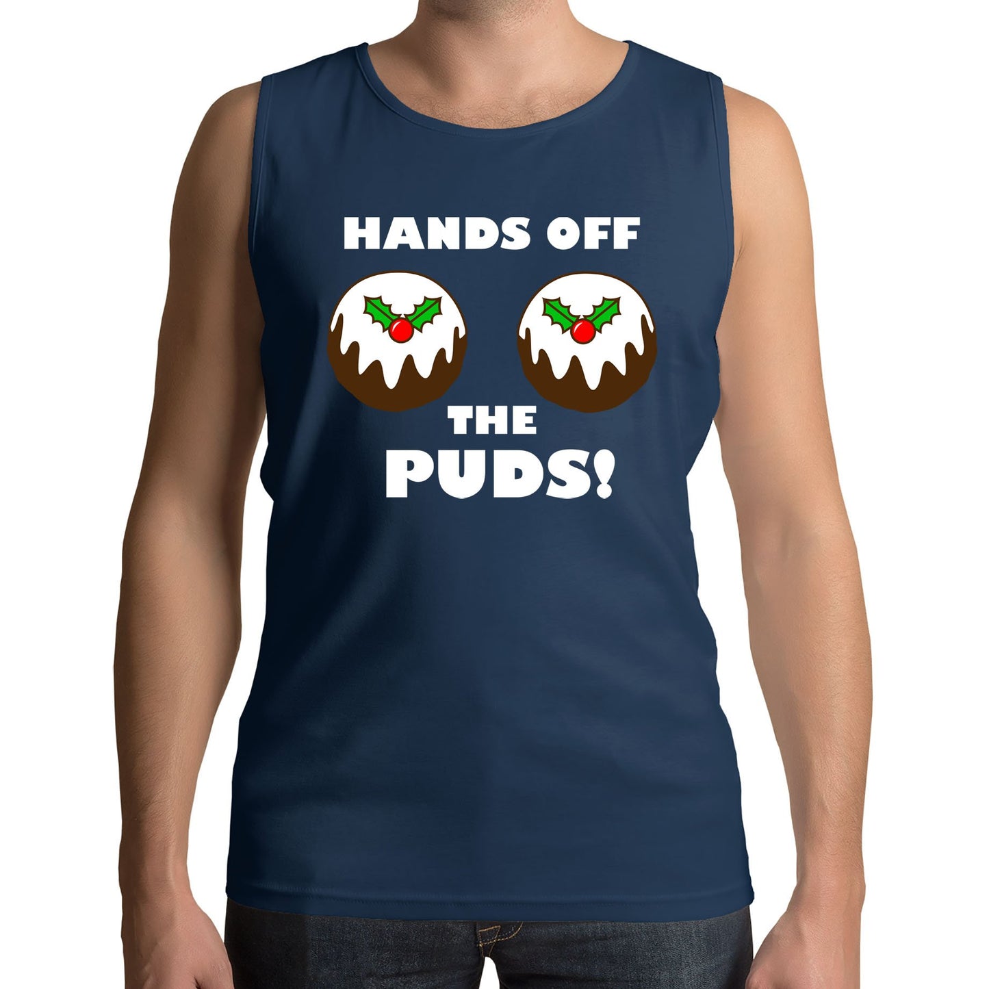 Hands Off The Puds Funny Christmas Mens Vest