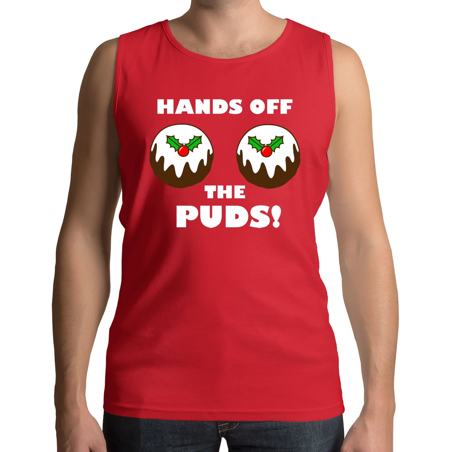 Hands Off The Puds Funny Christmas Mens Vest